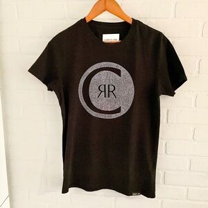 Cerruti 1881 Men’s Tee Black and silver Graphic Y2K sequin short sleeve size M